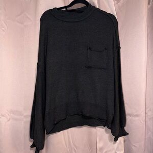 POL Black Oversized Knit Sweater with Pocket